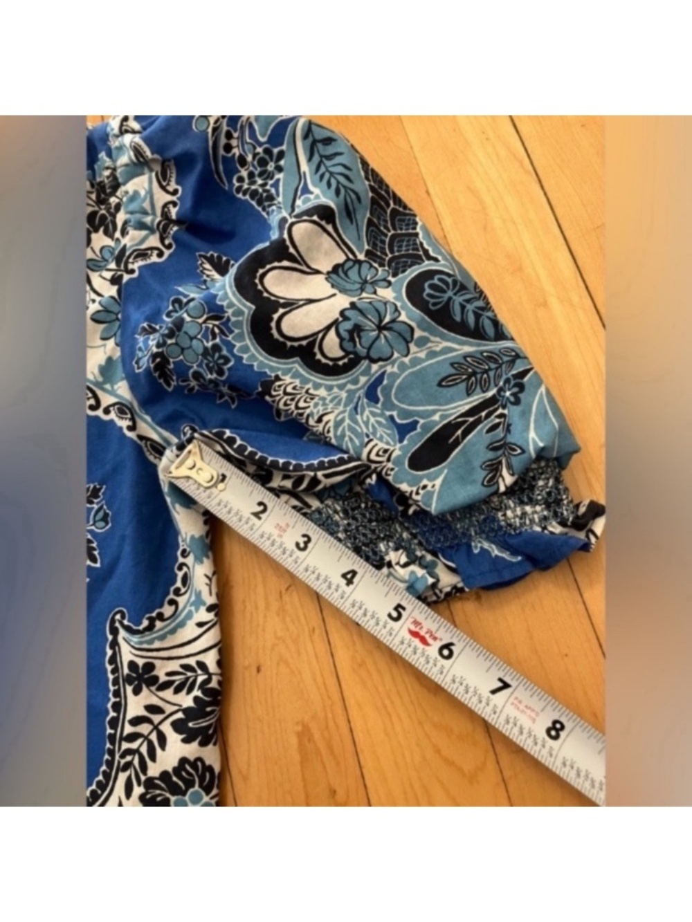 Love the Label Anthropologie Clementine Poppy Blue Print Top - Picture 8 of 9